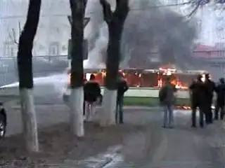 В Москве сгорел автобус.