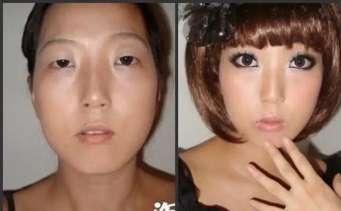 Азиатки с косметикой и без