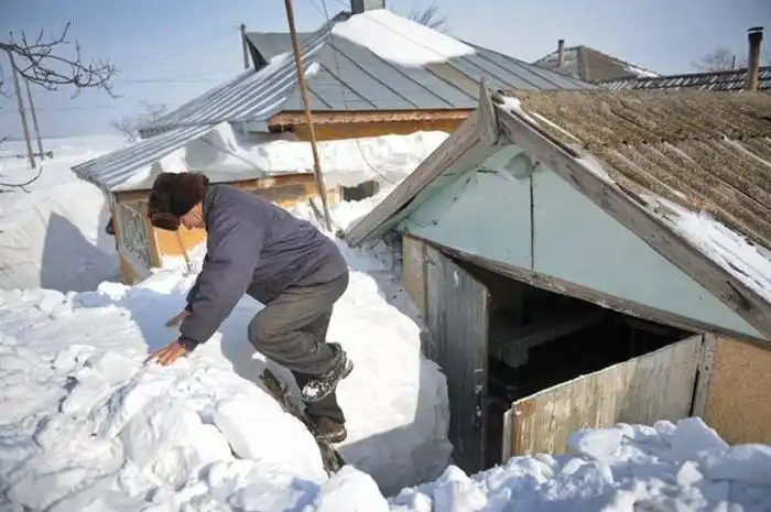 Румынская деревня, заваленная снегом