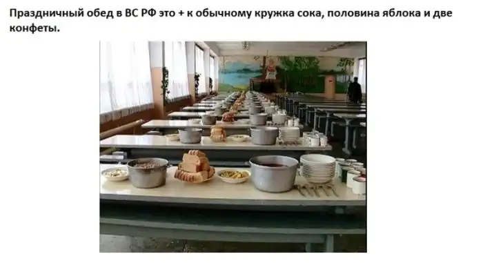 Сравнительный обед русских солдат и американских военных