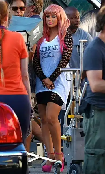 Кристина Агилера на съемках своего нового клипа на грядущий сингл “ Your Body ”