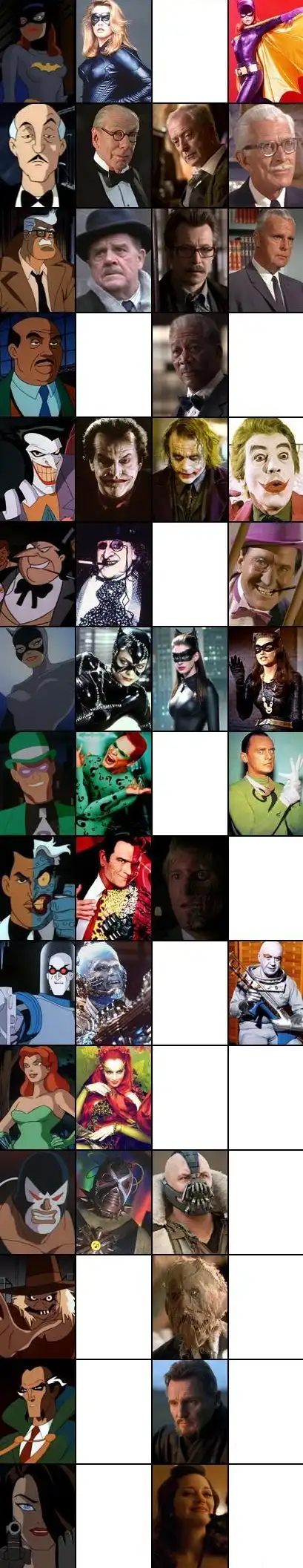 Бэтмен и его друзья в разных инкарнациях