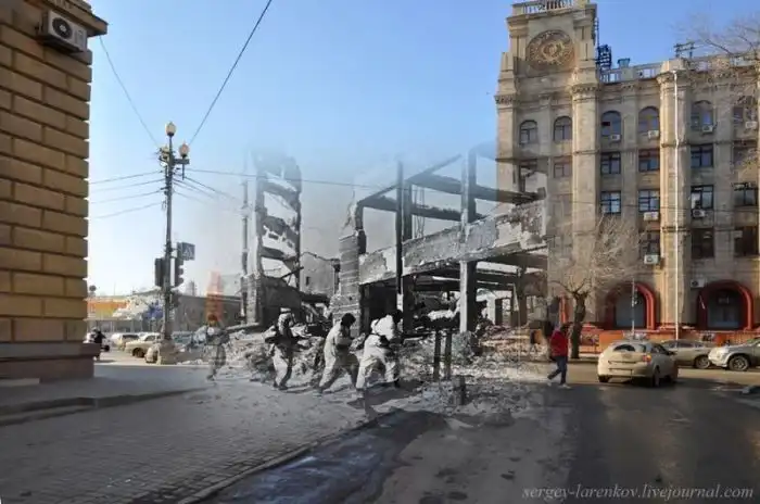 Волгоград в наше время - Сталинград времен войны