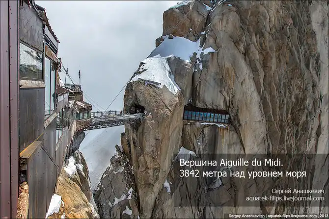 Путешествие на Вершину Aiguille Du Midi 3842 метра над уровнем моря