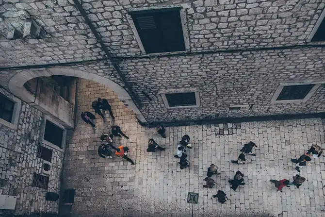 Древний городу в Хорватии с высоты птичьего полёта