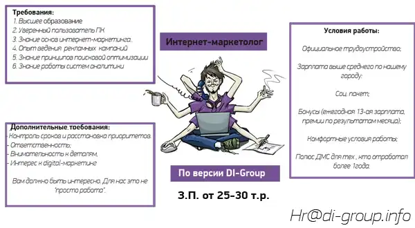 ВАКАНСИЯ ОТ DI-Group - "Интернет-маркетолог"