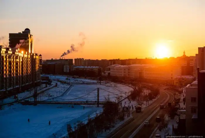 Один из самых «холодных» городов Земли с высоты