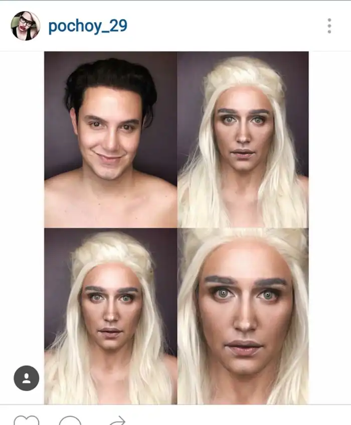 Мужчина превращает себя в популярных киногероинь с помощью макияжа