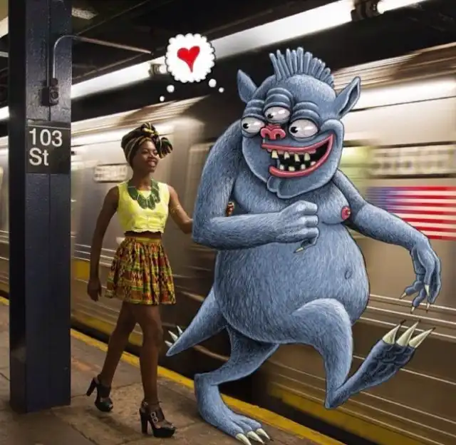 Забавные монстры, преследующие людей в метро
