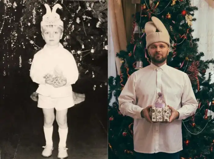 Помните свою первую ёлку? Актеры воссоздали новогодние фото, которые возвращают в детство