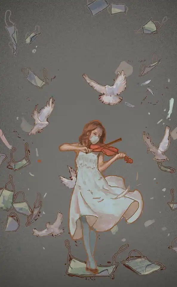 15 иллюстраций художников, отражающих героическую борьбу китайского народа с коронавирусом COVID-19