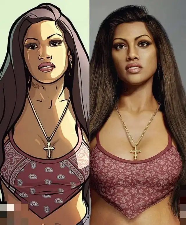 Художник Хоссейн Диба показал, как выглядела бы девушка из GTA: San Andreas в реальной жизни