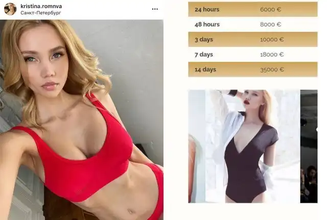 Анкету звезды шоу "Холостяк" Кристины Романовой нашли на сайте эскорт-услуг