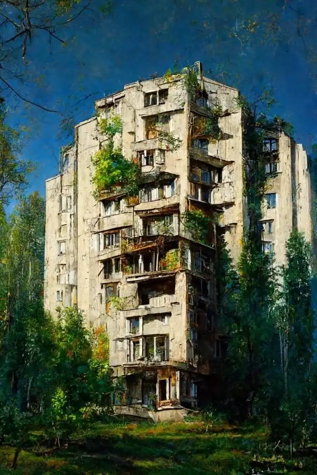 От киберпанка до Миядзаки: нейросеть нарисовала панельные дома в разных стилях