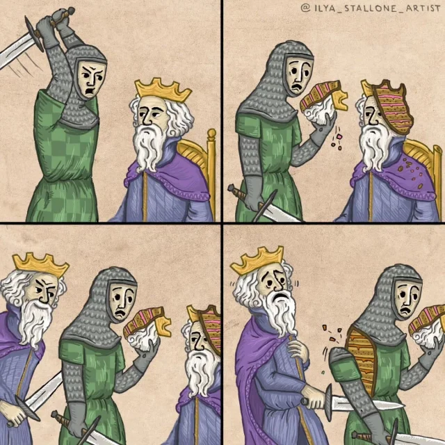 Смех в доспехах: забавные средневековые комиксы от художника Ильи Денисова