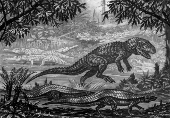 Сквозь времена: разгадка загадочного орнитозуха – существо, объединяющее черты птицы, крокодила и динозавра