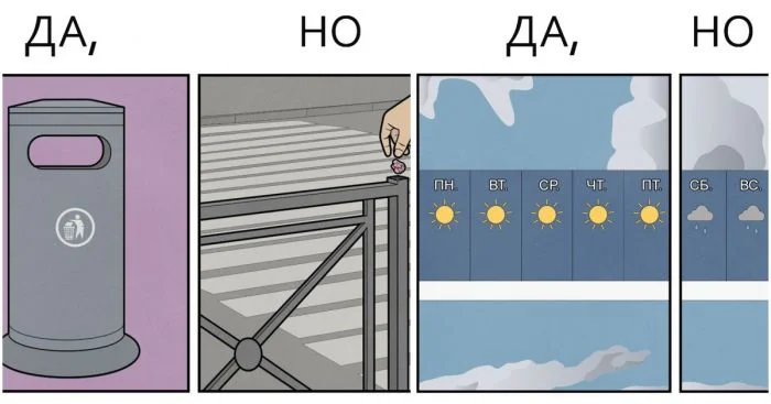 Комиксы в стиле "Да, Но", которые разоблачают нелепости повседневной жизни