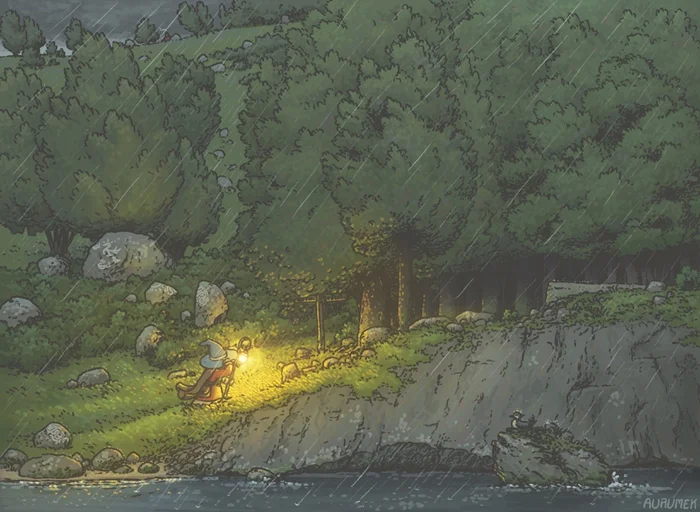 Душевные фэнтези-пейзажи о приключениях волшебника от Aurumek