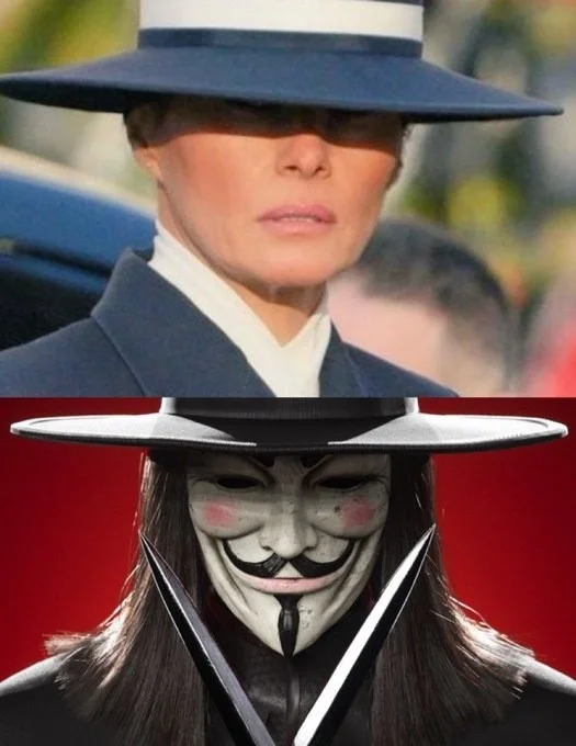 Шапокляк или Чёрный плащ? Образ Мелании Трамп и её легендарная шляпа на ...