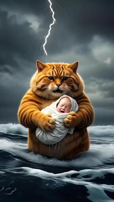 Котики любят детей