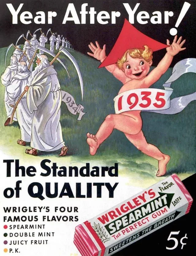 Ретро-реклама: яркие плакаты жевательной резинки Wrigley's из 30-х годов