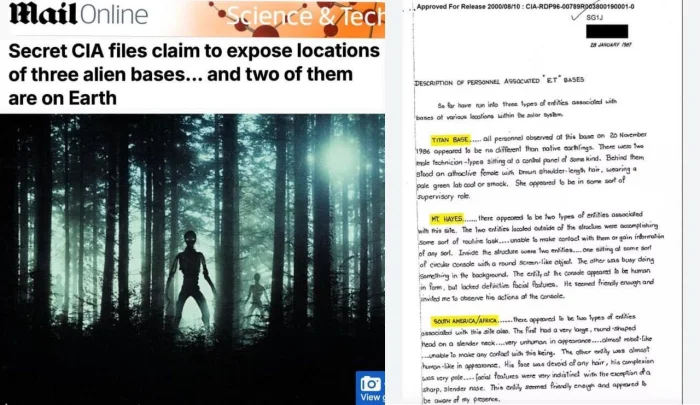 ЦРУ рассекретило информацию о внеземных базах на Земле