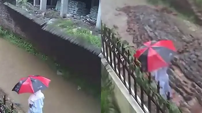 Во время ливня обвалилась стена, все живы