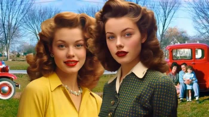 Раскрашенные реальные фотографии семейной жизни в Америке США 1950-х годов