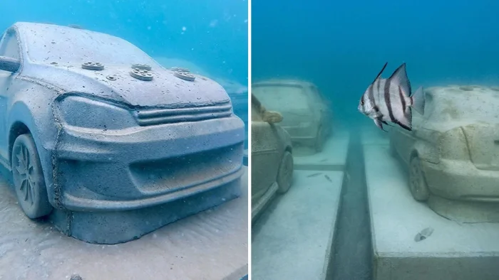 22 бетонных автомобиля установили под водой в Майами