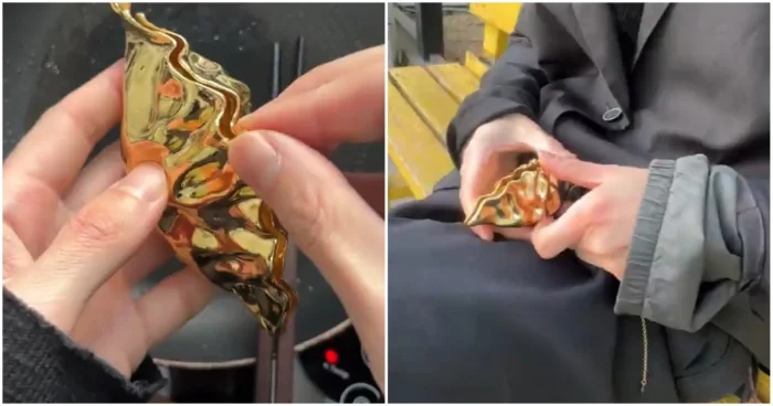 Золотой кулон для хранения пельменя