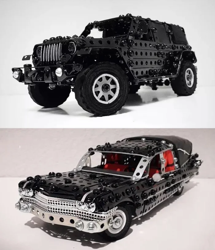 Jeep Wrangler и Cadillac Superior из конструктора: металл, проволока, резина и картон