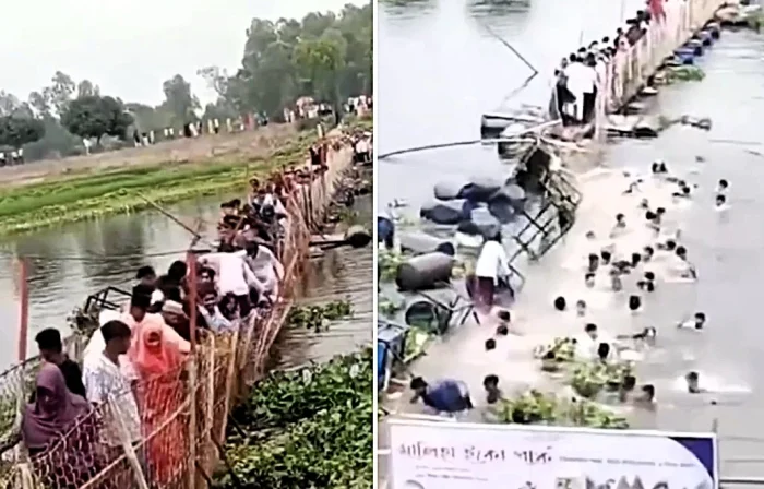 В Бангладеш рухнул мост, переполненный людьми