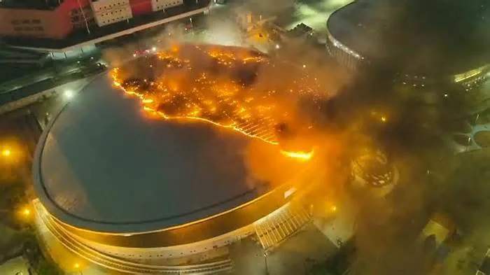 Пожар на олимпийской велотрассе в Рио