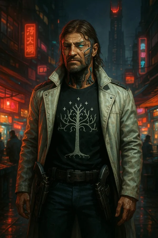 12 изображений от ChatGPT: «Властелин колец» в стиле Cyberpunk 2077
