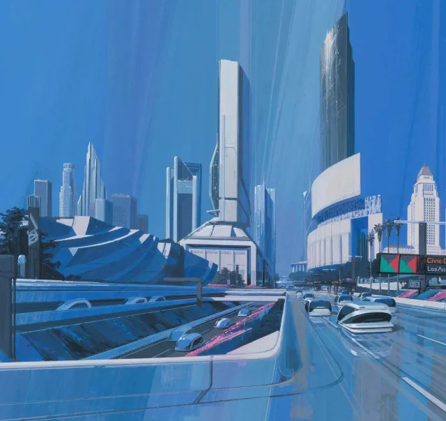 Летающие машины и небоскрёбы: футуристические города Syd Mead