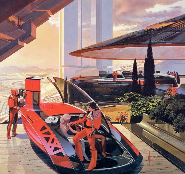 Летающие машины и небоскрёбы: футуристические города Syd Mead