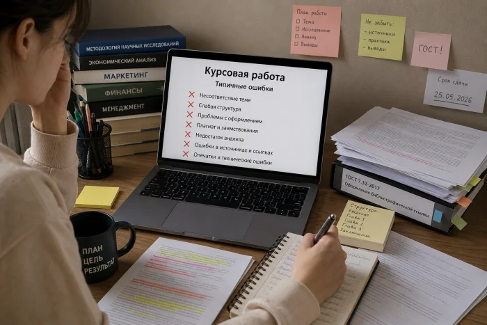 Типичные ошибки в курсовых работах, из-за которых оценка падает с «хорошо» до «удовлетворительно»