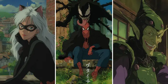 «Человек-паук» в стиле Studio Ghibli films: нейросеть показала 15 изображений от Midjourney