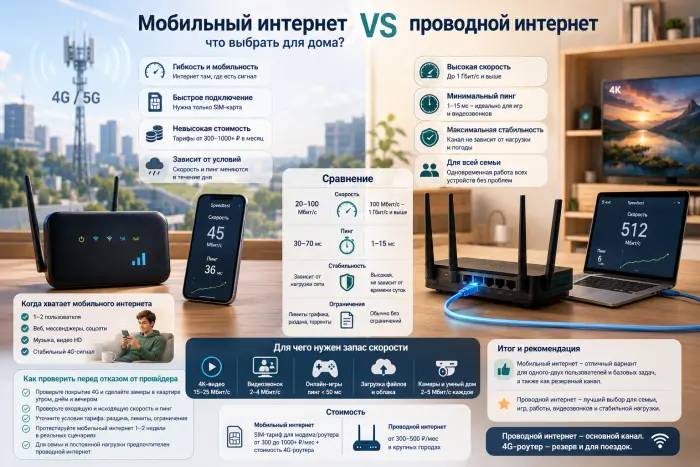 Мобильный интернет вместо домашнего: где он справляется, а где не заменит провод