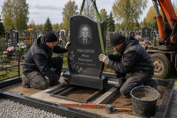 Установка памятника на могилу: когда лучше ставить и как это происходит