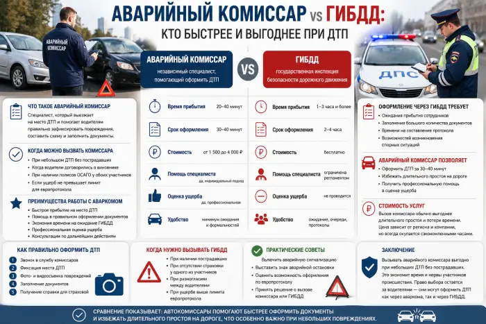 Аварийный комиссар vs ГИБДД: кто быстрее и выгоднее при ДТП