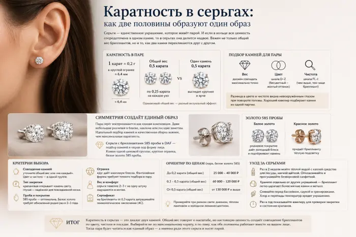 Каратность в серьгах: как две половины образуют один образ