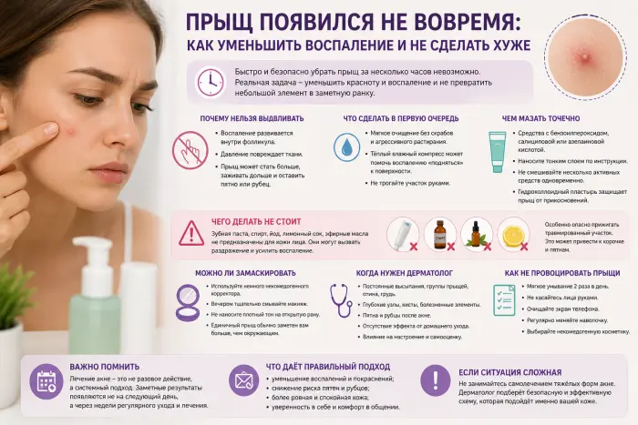 Прыщ появился не вовремя: как уменьшить воспаление и не сделать хуже